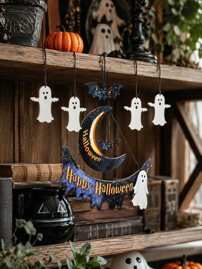 Happy Halloween moon banner ghost set - photo 3