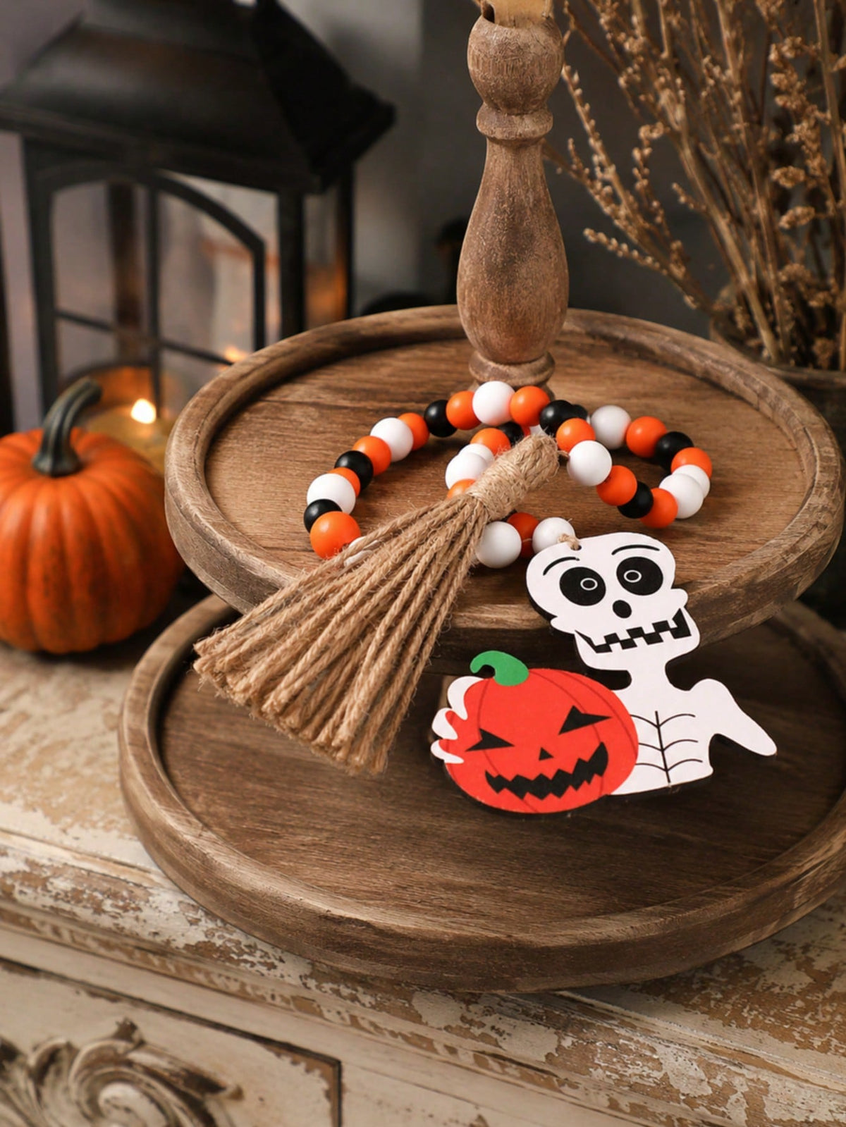 skeleton pumpkin beaded garland - photo 3