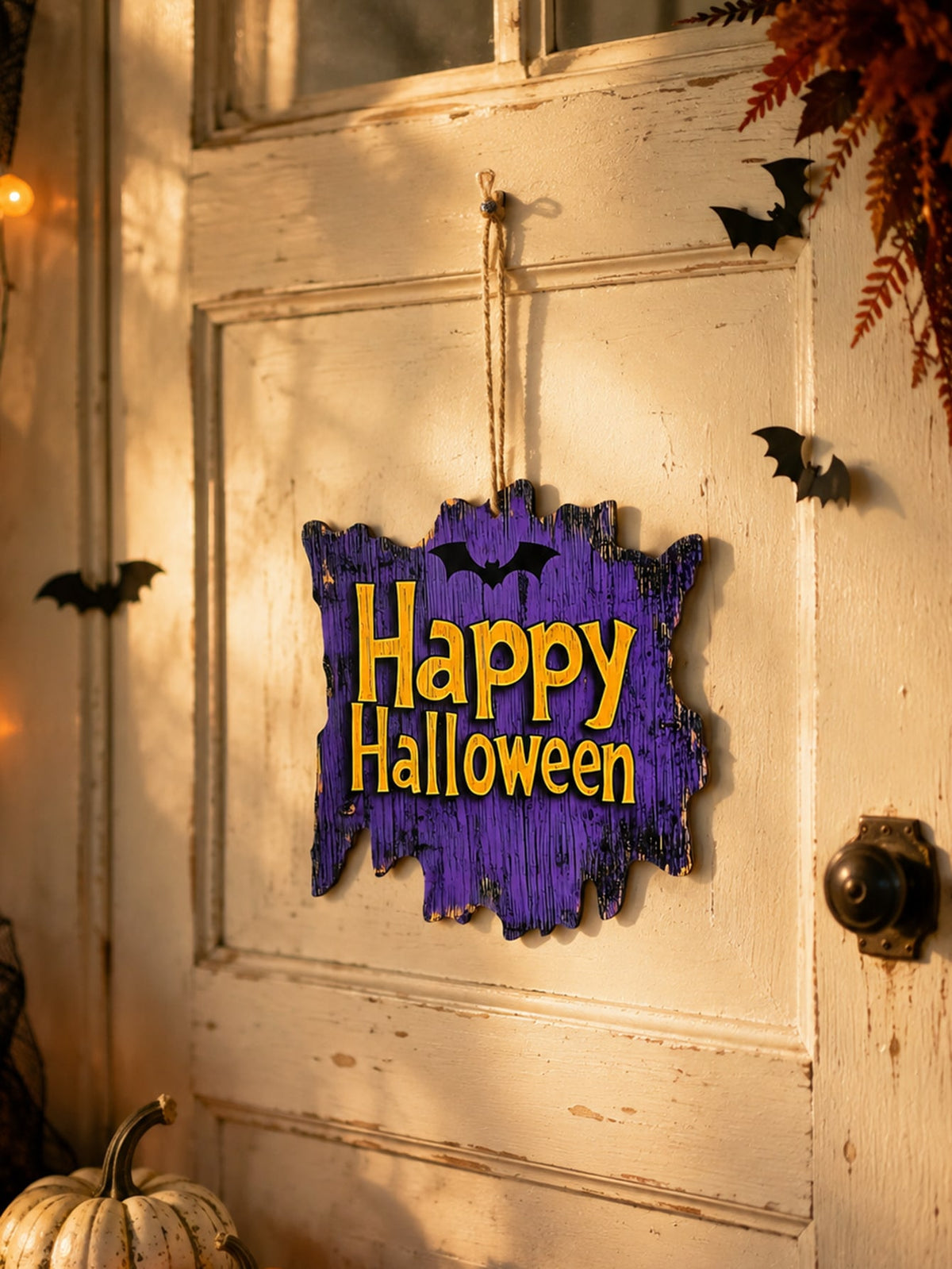 Happy Halloween bat hanging sign - photo 3
