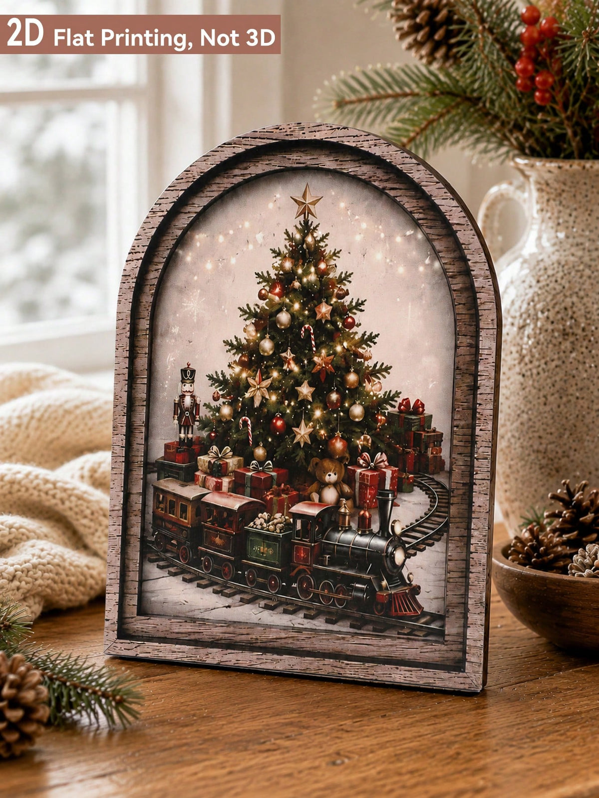 Christmas tree train arch tabletop sign - photo 3