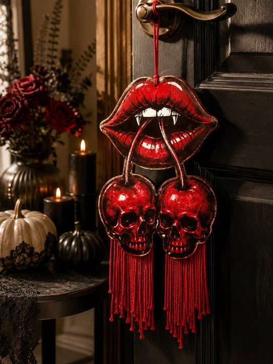 vampire lips cherry skull door hanger - photo 2