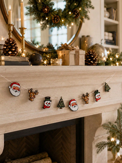 Santa reindeer snowman garland - photo 3