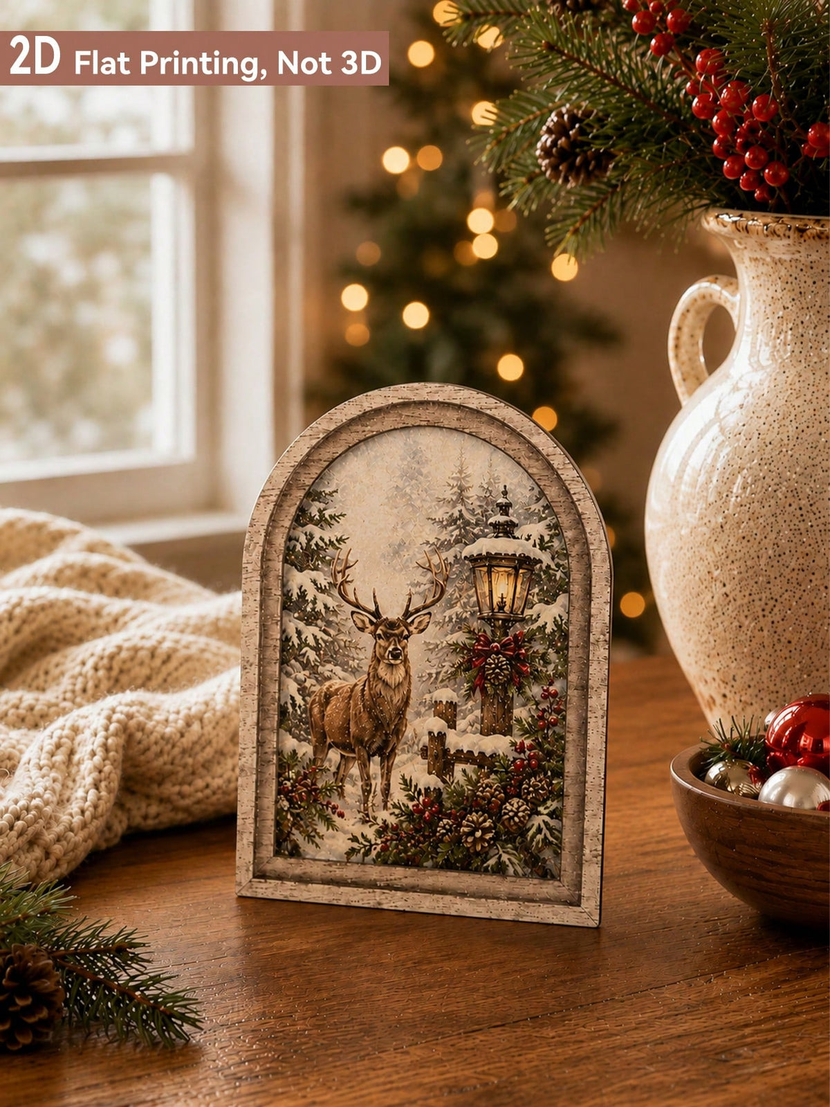 reindeer snowy forest arch sign - photo 3