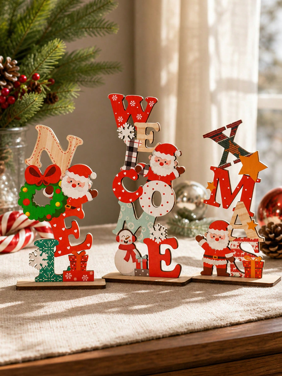 Santa stacked letter tabletop sign - Red photo 3