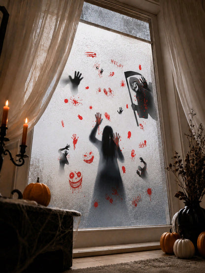bloody handprint Halloween window clings - photo 3