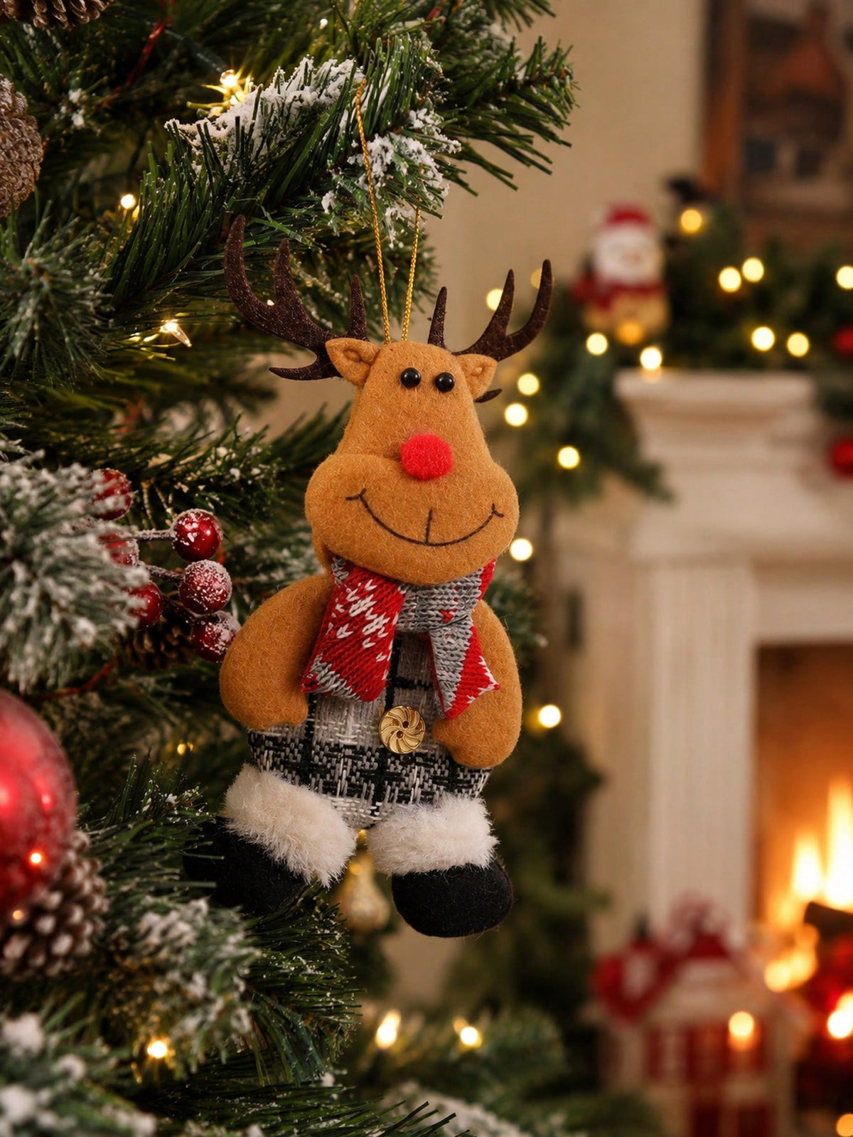 plush reindeer Christmas ornament - photo 3
