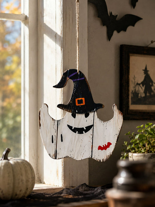 witch hat ghost hanging sign - photo 3