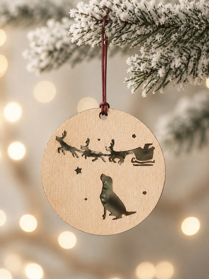 dog Santa sleigh ornament - photo 3