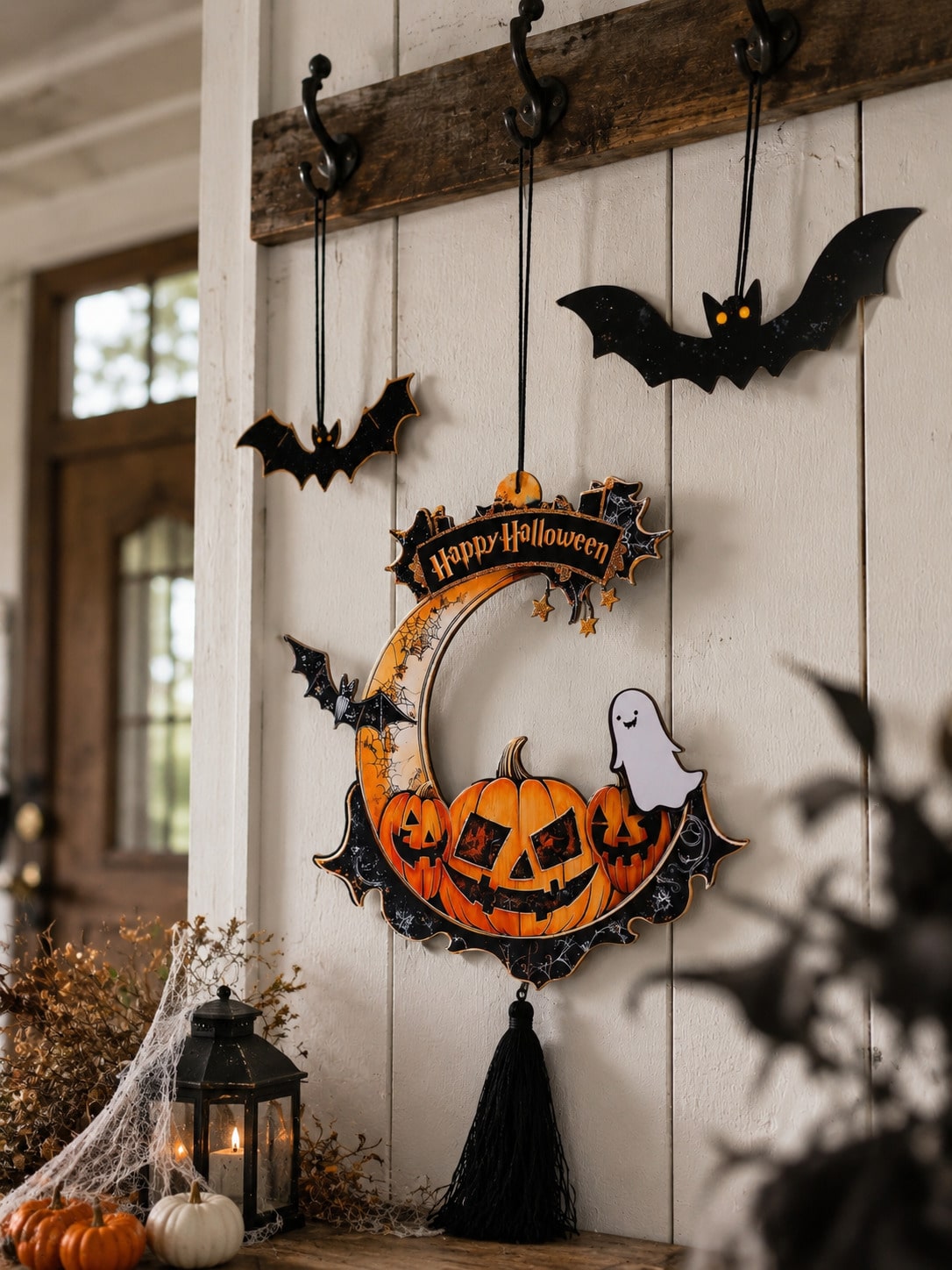 crescent moon pumpkin hanging decor - photo 3