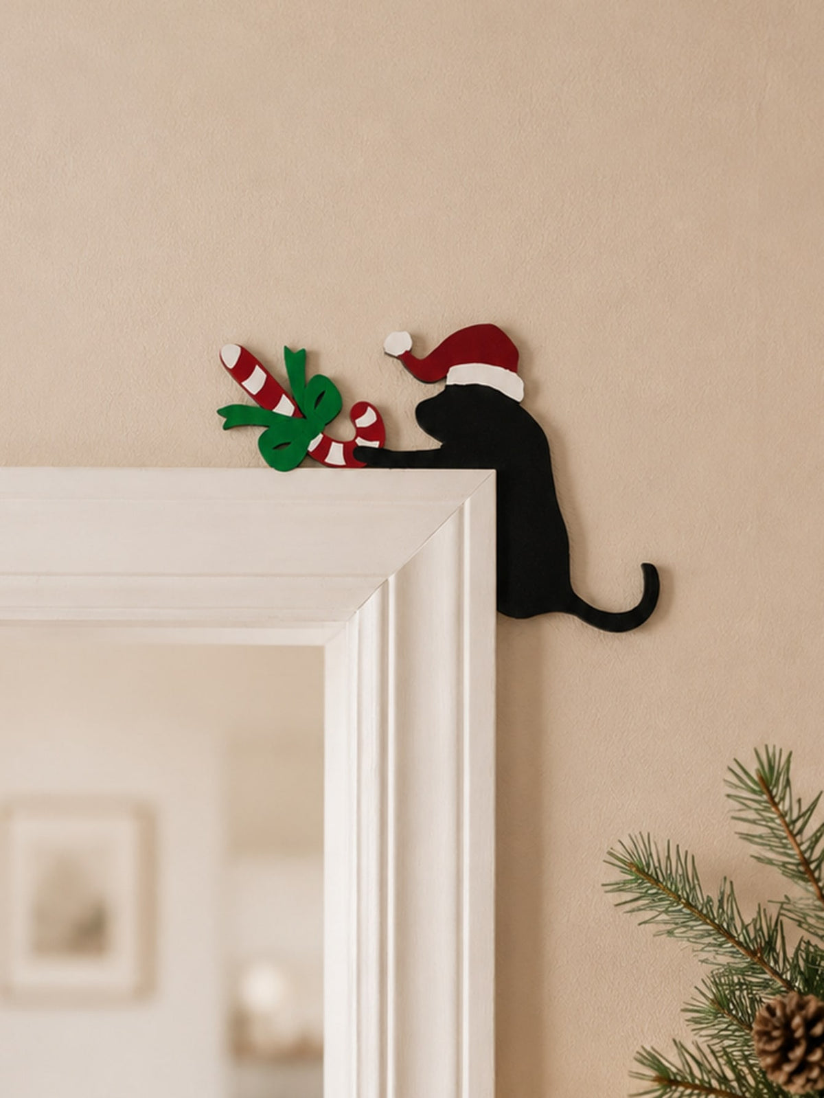 black cat candy cane door corner - photo 3