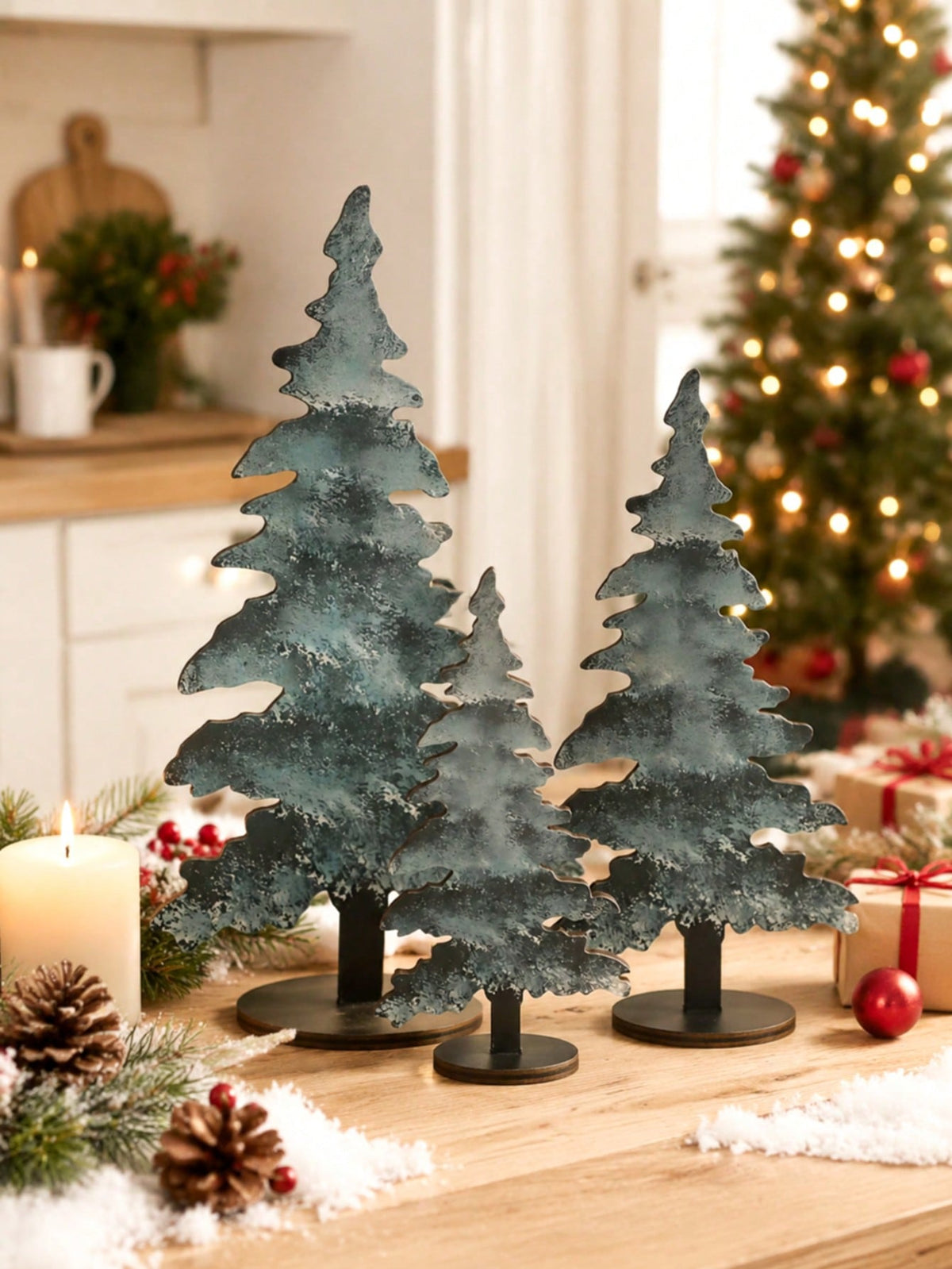 frosted blue pine tree tabletop - photo 3