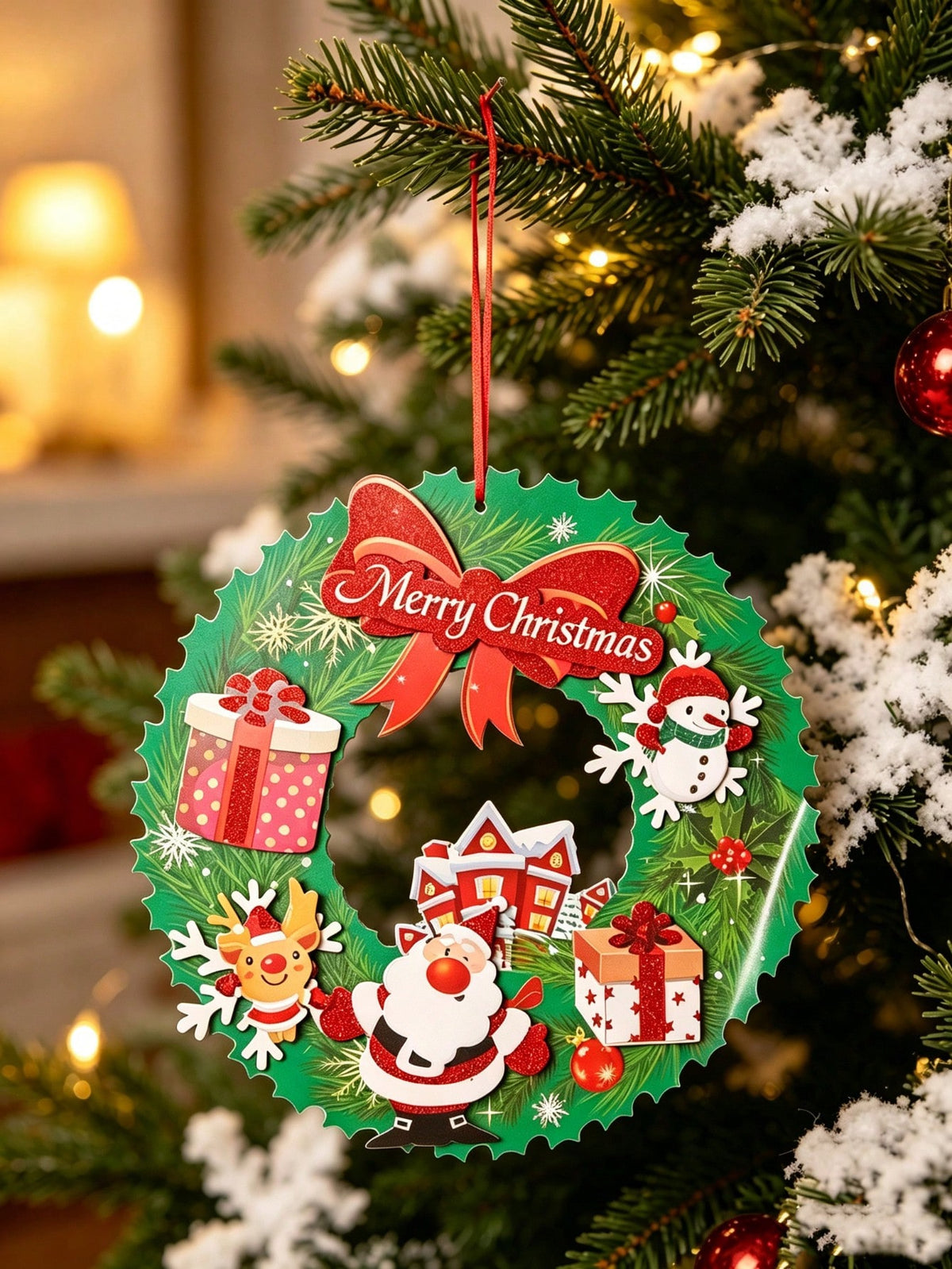 Merry Christmas wreath hanging sign - photo 3