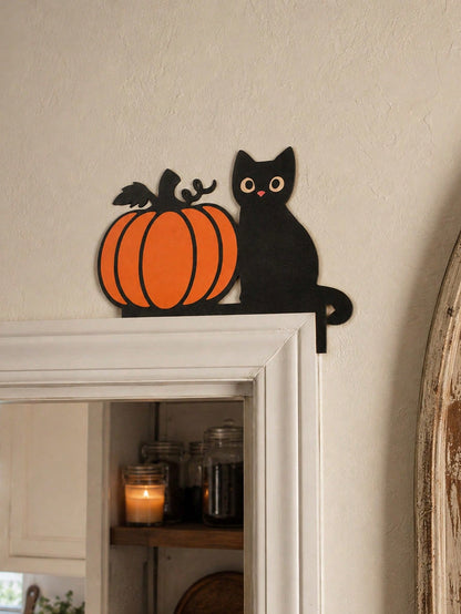 black cat pumpkin door corner decor - photo 3