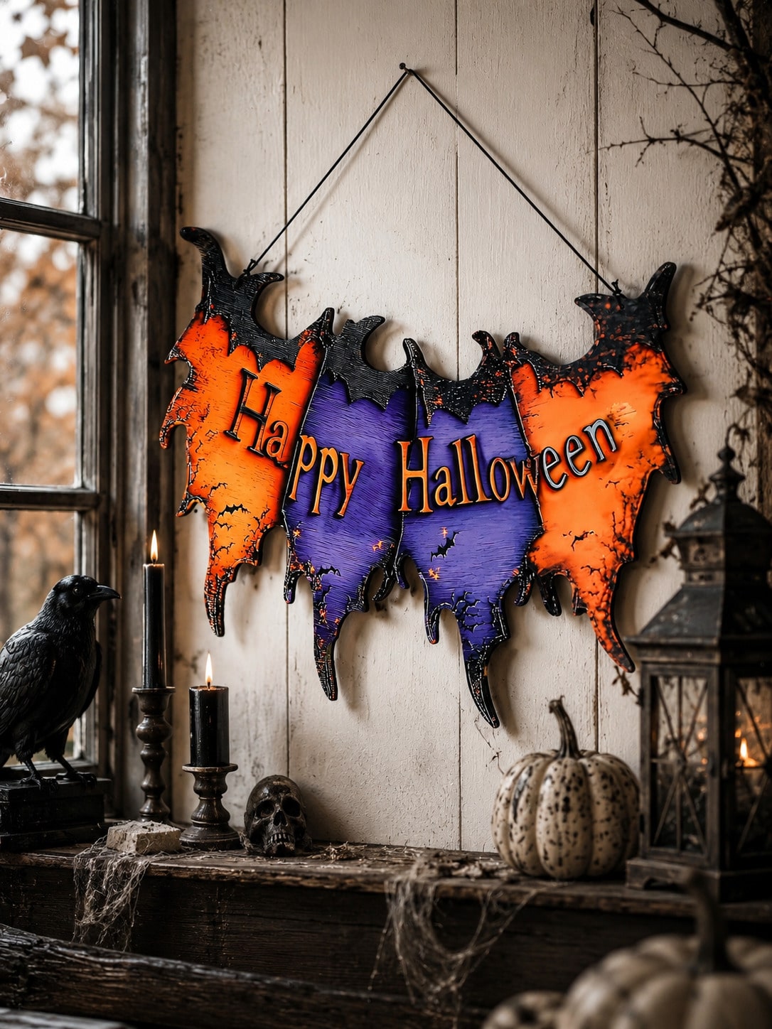 Happy Halloween bat banner sign - photo 3