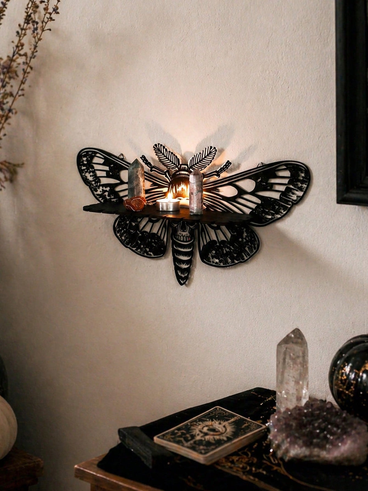 death's head moth wall shelf - Gray & White photo 3