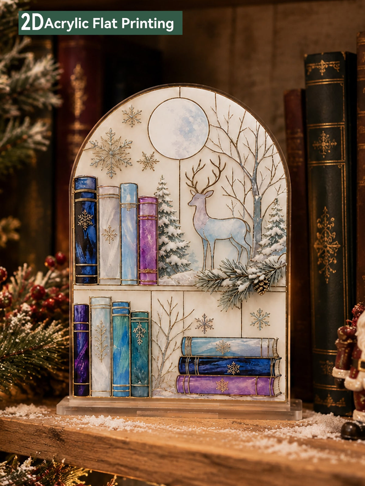 winter deer bookshelf plaque - photo 3
