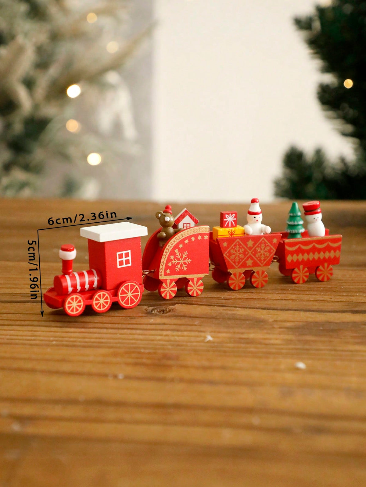 red Christmas train bear snowman - photo 3