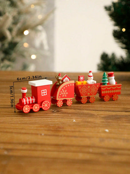 red Christmas train bear snowman - photo 3