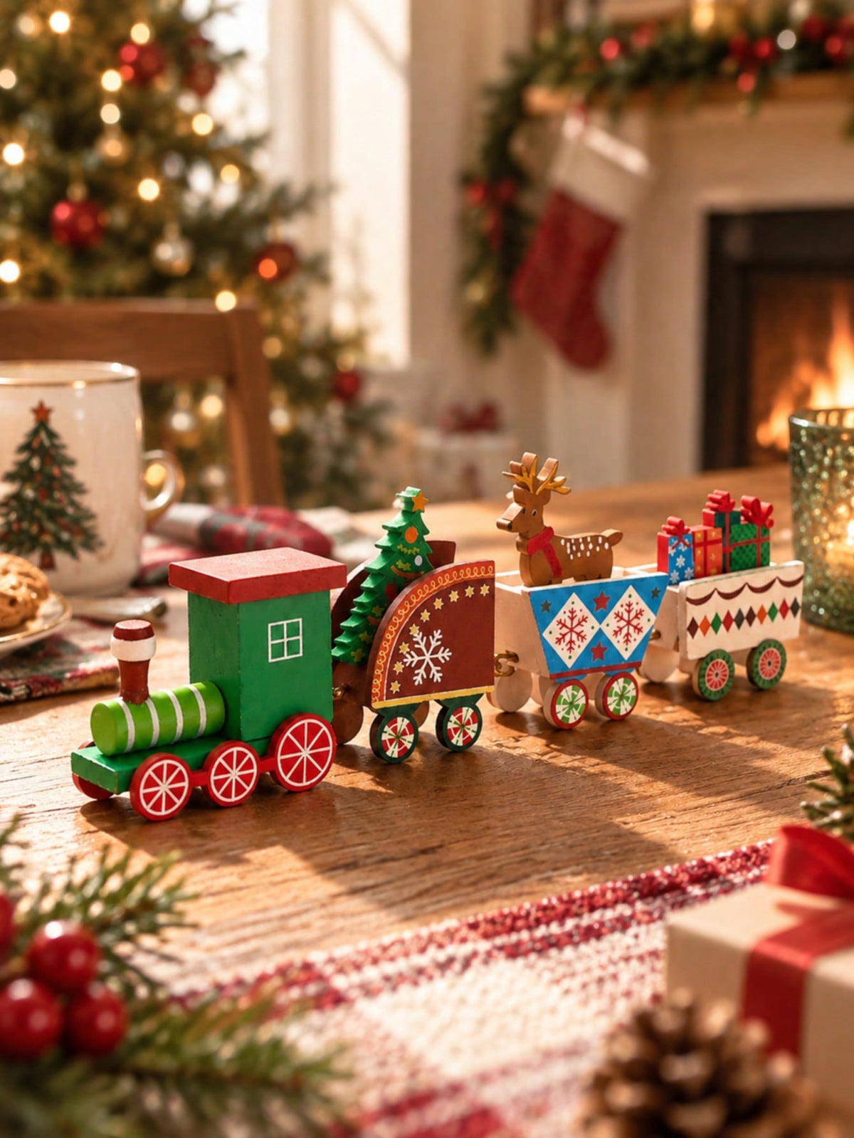 Christmas train reindeer tabletop decor - photo 3