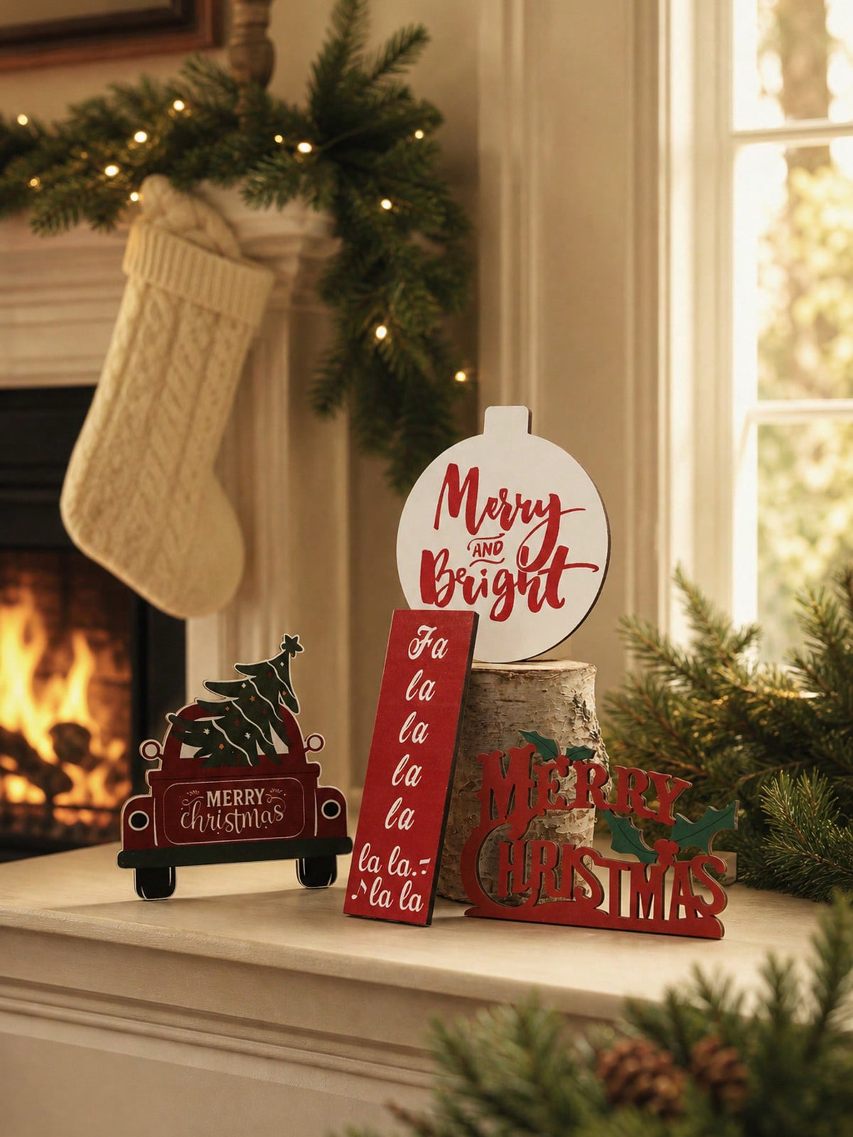 red truck Christmas tabletop sign - photo 3
