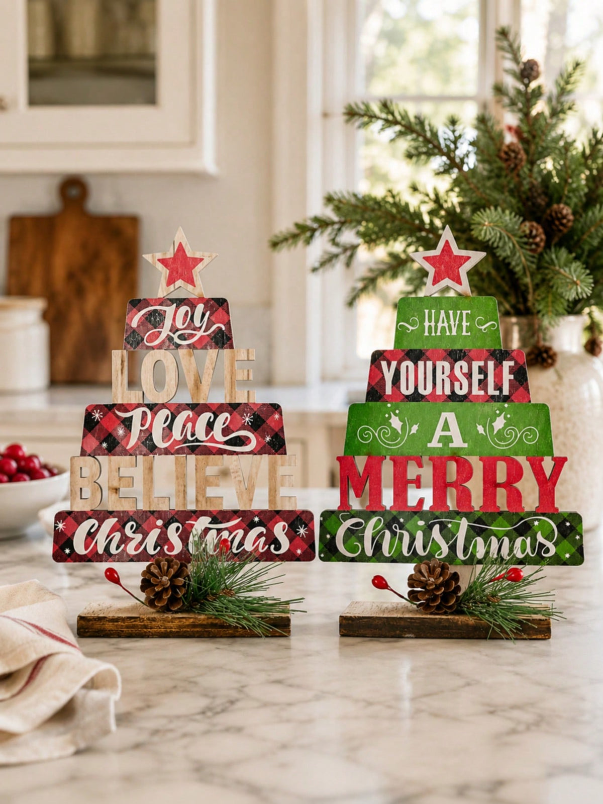 Christmas word tree tabletop signs - photo 3