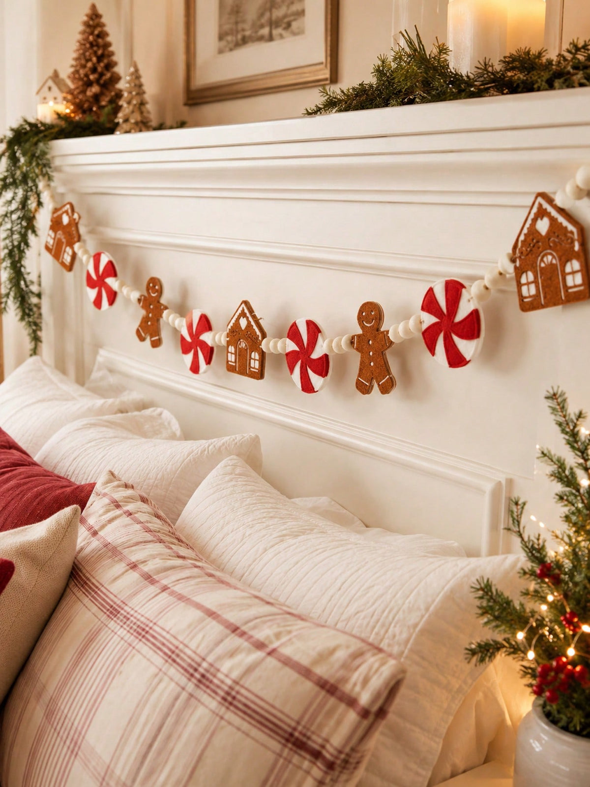 gingerbread peppermint felt garland - Red photo 2