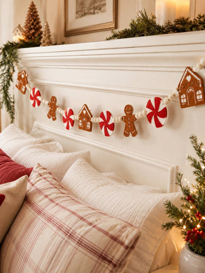 gingerbread peppermint felt garland - Red photo 2