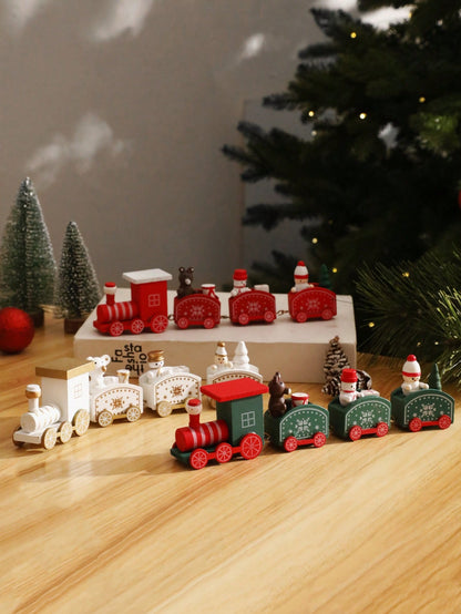 green red Christmas train decor - photo 3