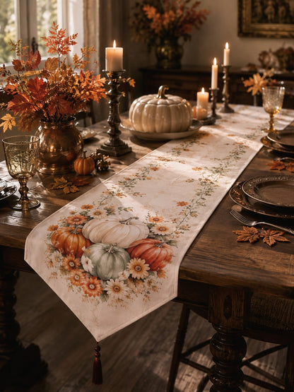 pumpkin wildflower table runner - photo 3