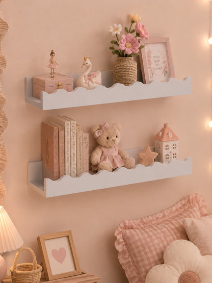 wavy edge floating wall shelf - White photo 3