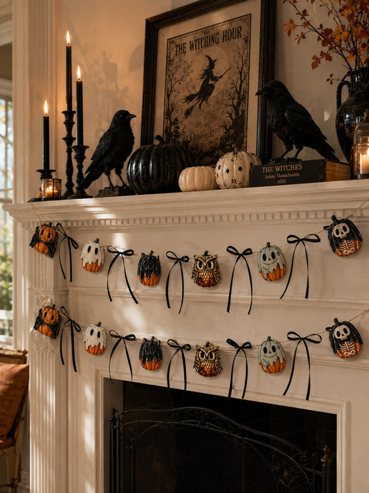 ghost owl skull Halloween garland - photo 2
