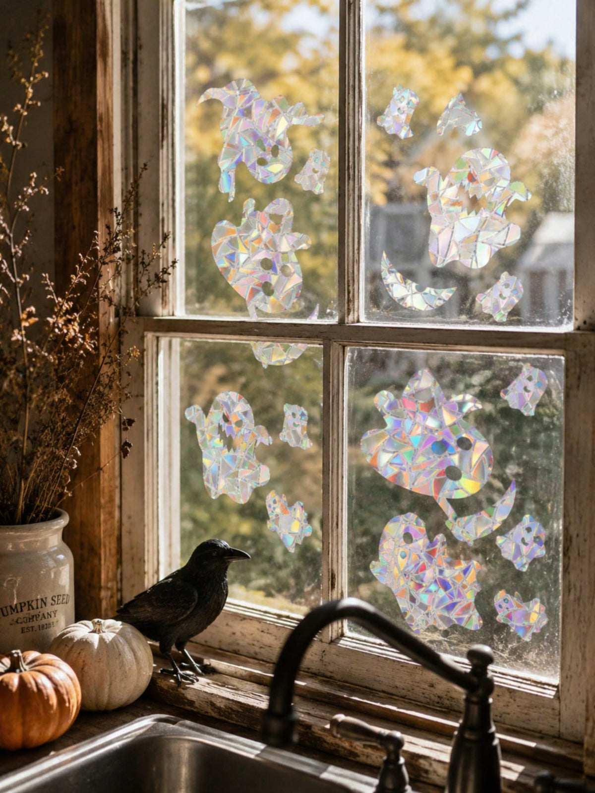 holographic Halloween window stickers - photo 3