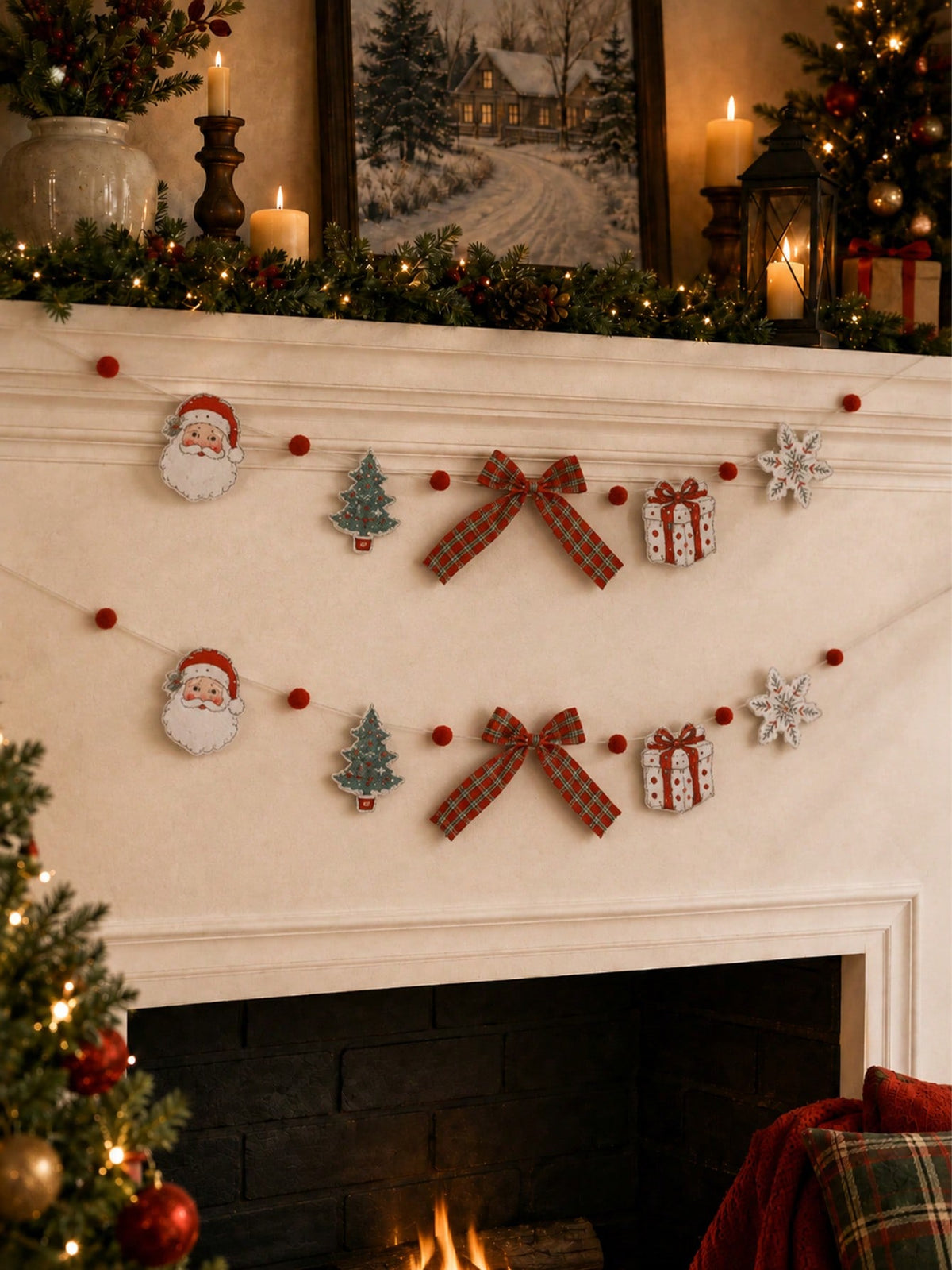 Santa Christmas tree garland bows - photo 3