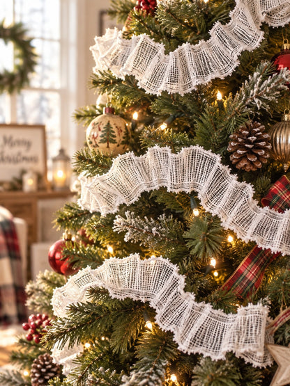ruffled mesh ribbon garland - White photo 3