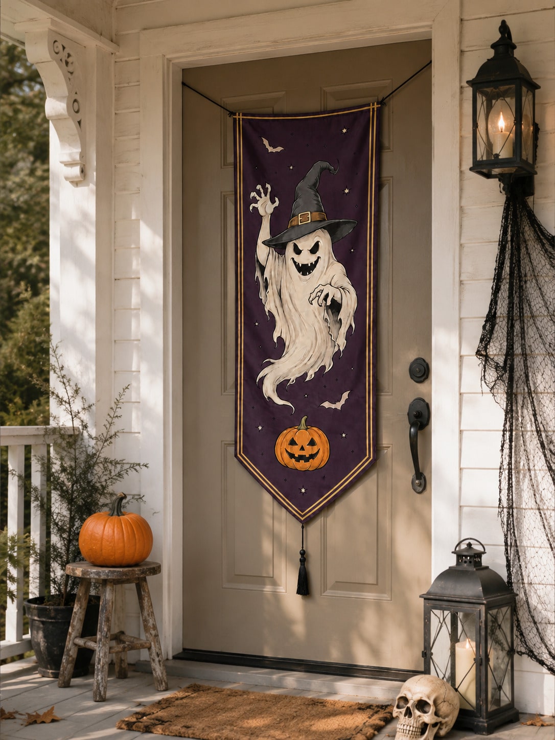 witch ghost Halloween porch banner - photo 2
