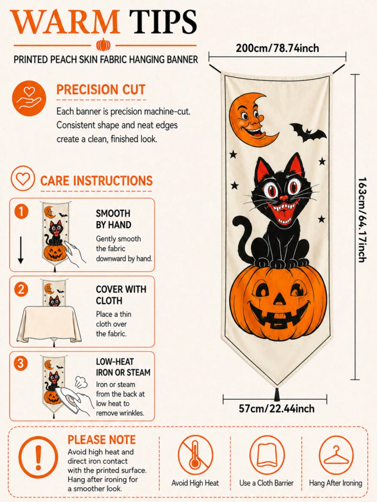 black cat on pumpkin door banner - photo 3