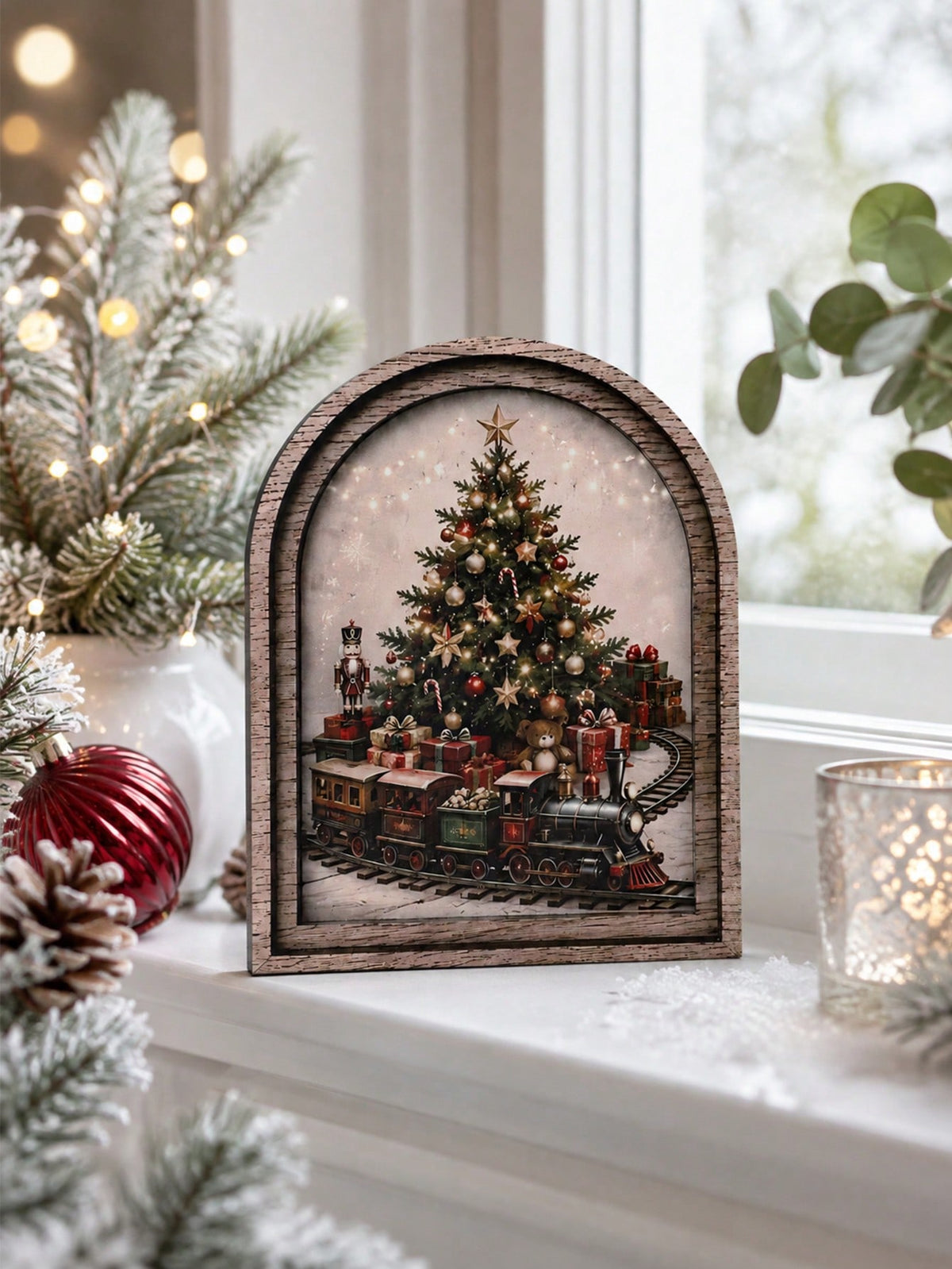 Christmas tree train arch tabletop sign - photo 4