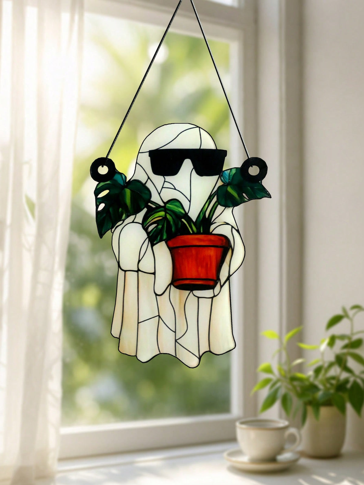 ghost monstera suncatcher - photo 4