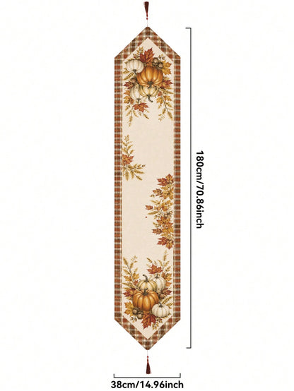 fall pumpkin plaid table runner - photo 4