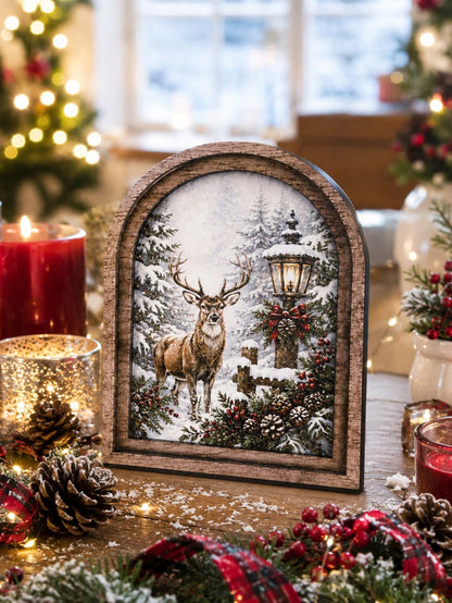 reindeer snowy forest arch sign - photo 4