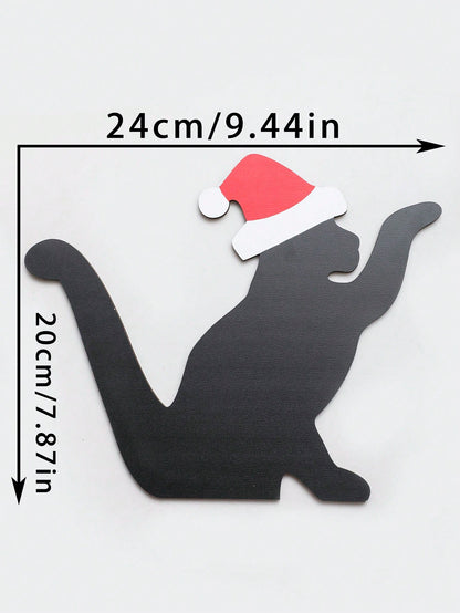 Santa hat black cat door decor - photo 4