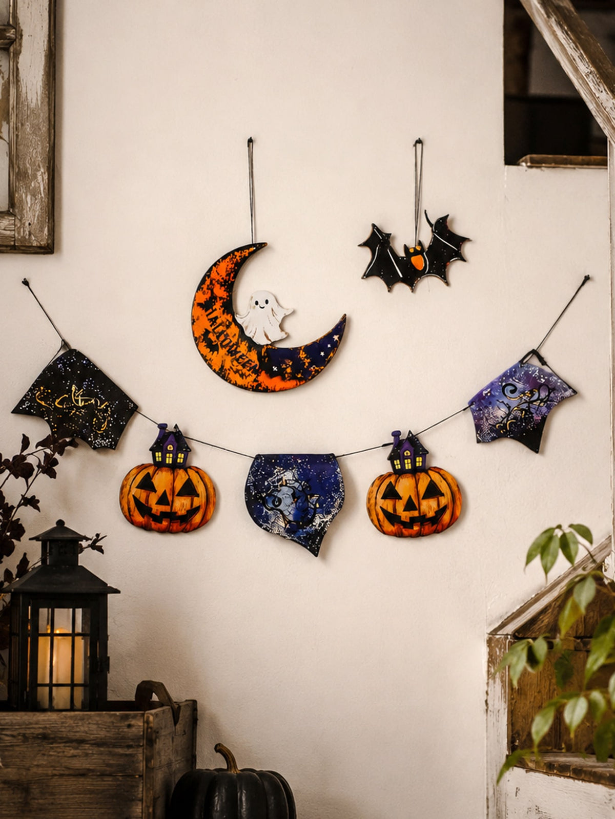 pumpkin bat moon Halloween banner - photo 4