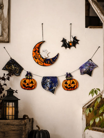 pumpkin bat moon Halloween banner - photo 4
