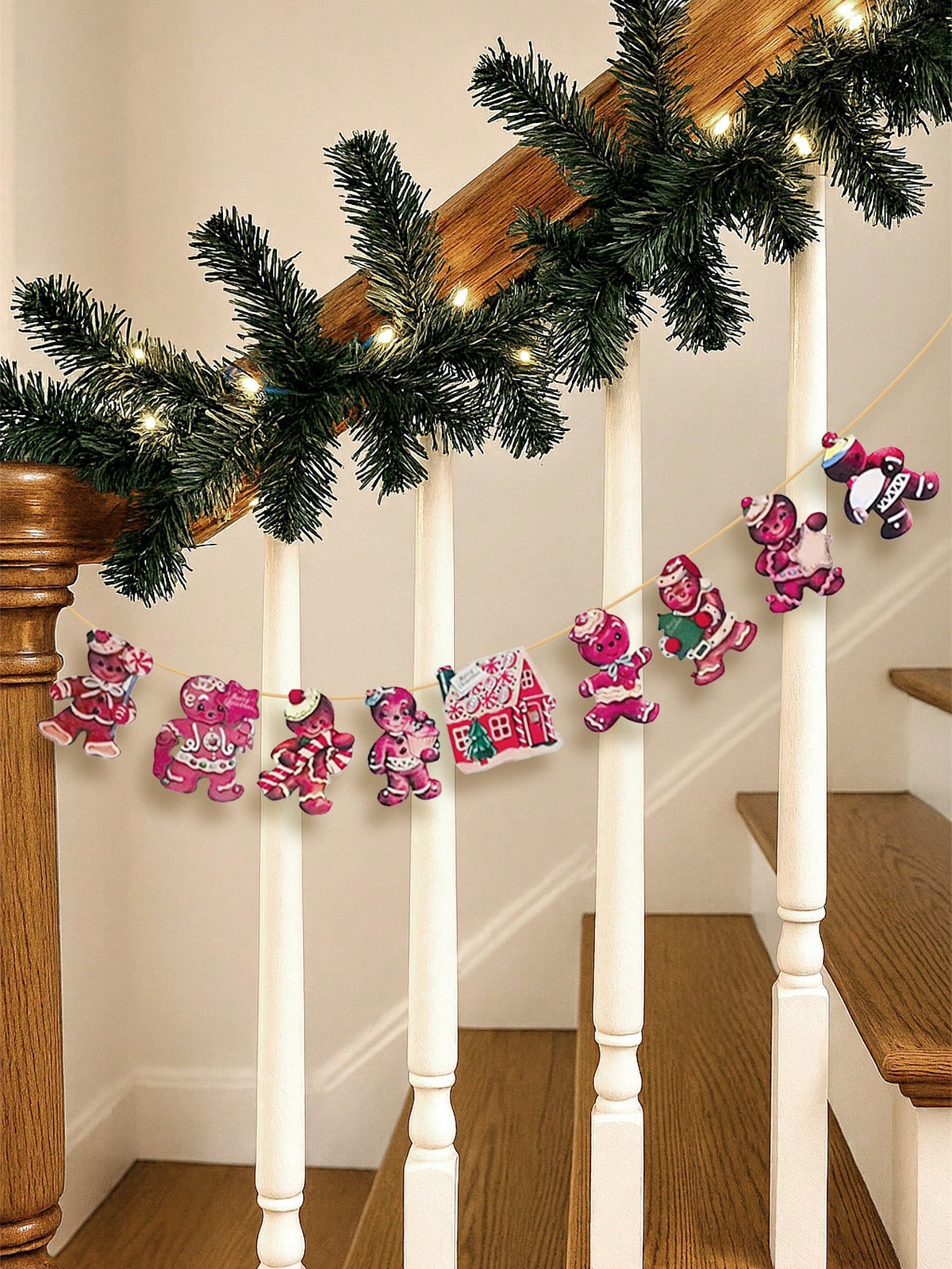 pink gingerbread house garland - photo 3