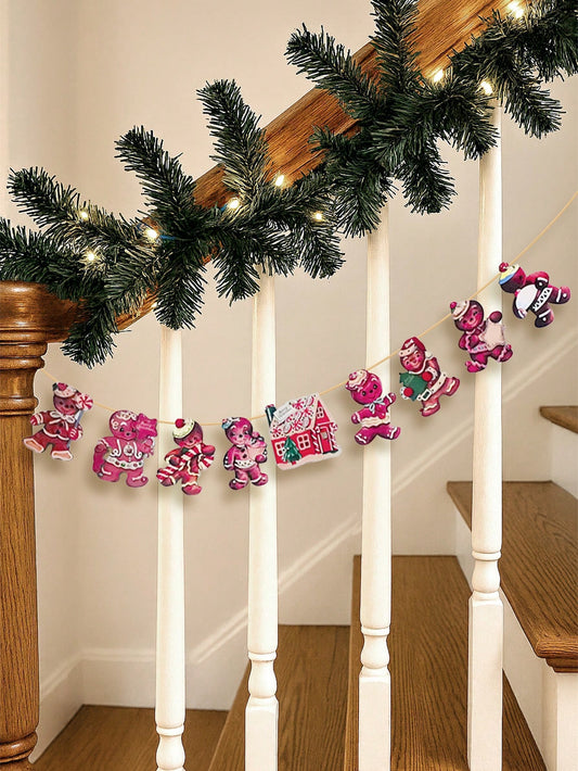 pink gingerbread house garland - photo 3