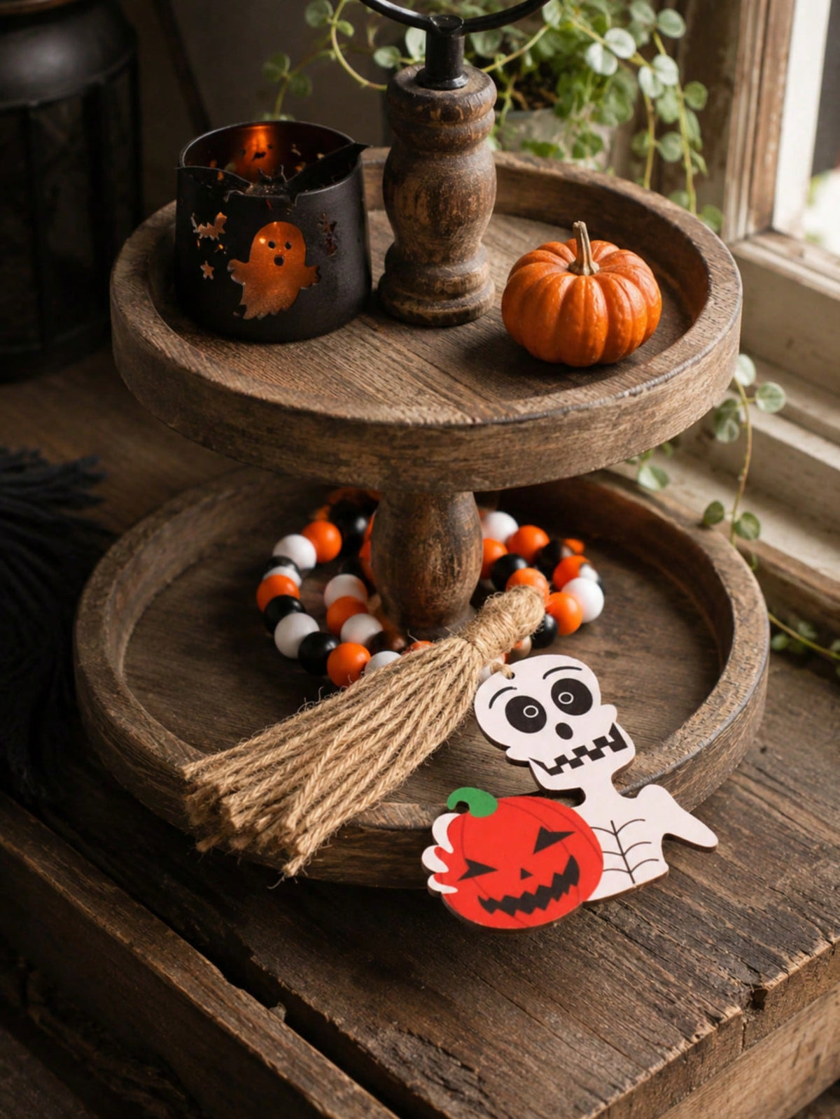 skeleton pumpkin beaded garland - photo 4