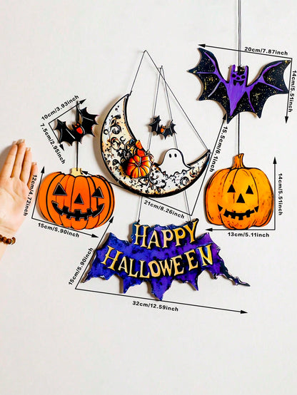 bat moon pumpkin Halloween door sign - photo 4