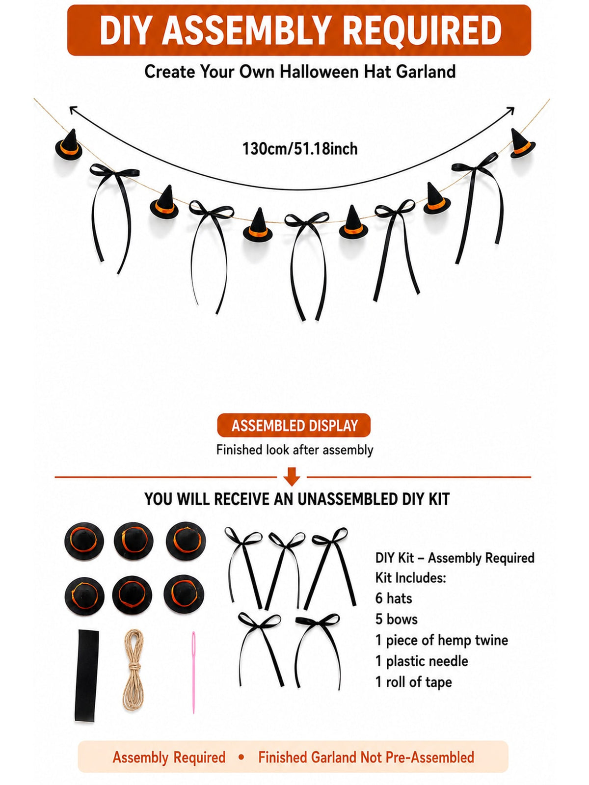 witch hat garland black bows - photo 3