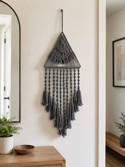 triangle macrame wall hanging - Gray photo 4