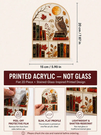autumn owl bookshelf tabletop sign - photo 4